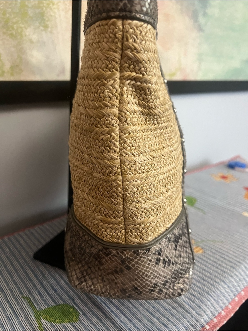 Coach 2013 Alexandra Straw Tote with Exotic Python Leather Trim - Picture 10 of 14